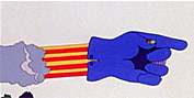 screenshot of the Flying Glove from the  movie , Yellow Submarine